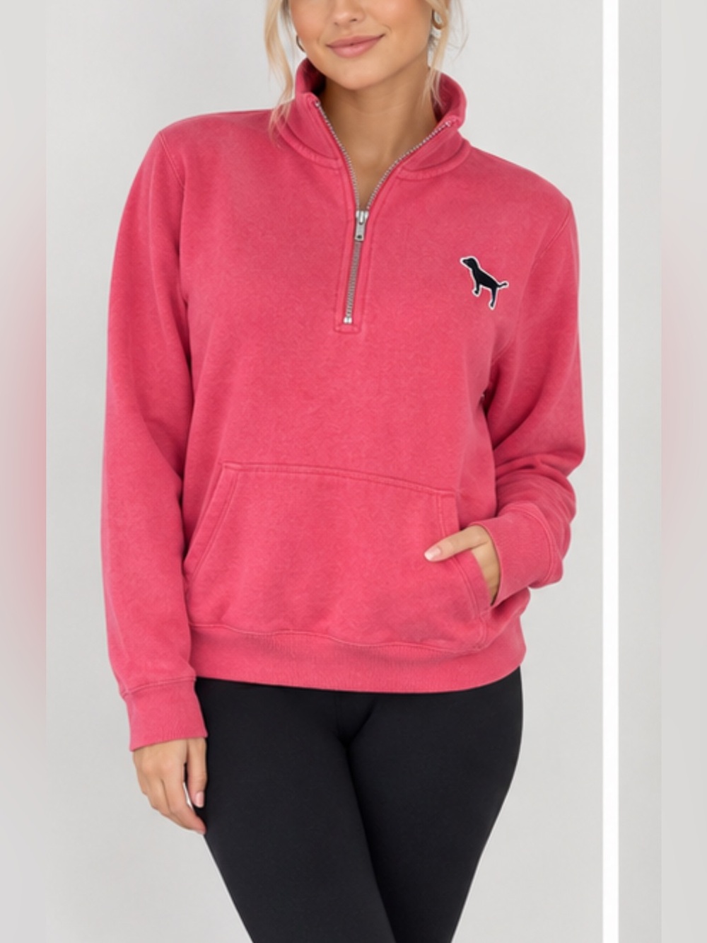 PINK Victoria's Secret Coral Pink Teddy Pullover Jacket